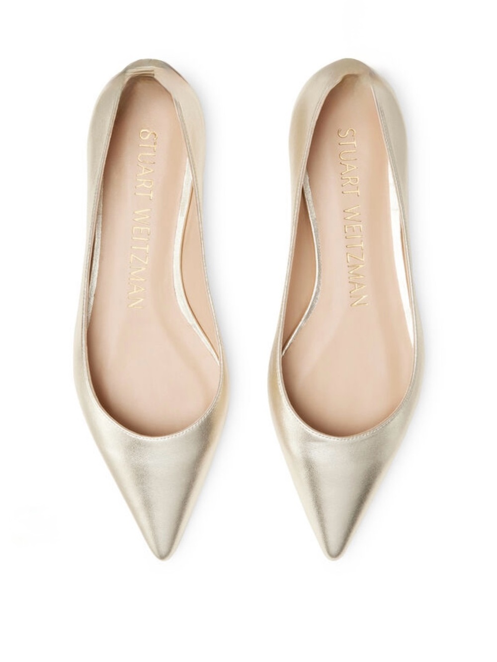 Stuart Weitzman
Emilia Pointed-Toe Leather Ballet Flats light gold women size 7
